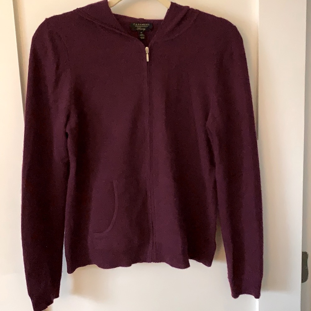 Charter Club zip front cashmere hoodie sz M